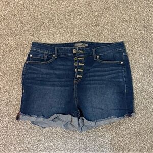 Torrid Dark Blue Button-Up Jean Shorts